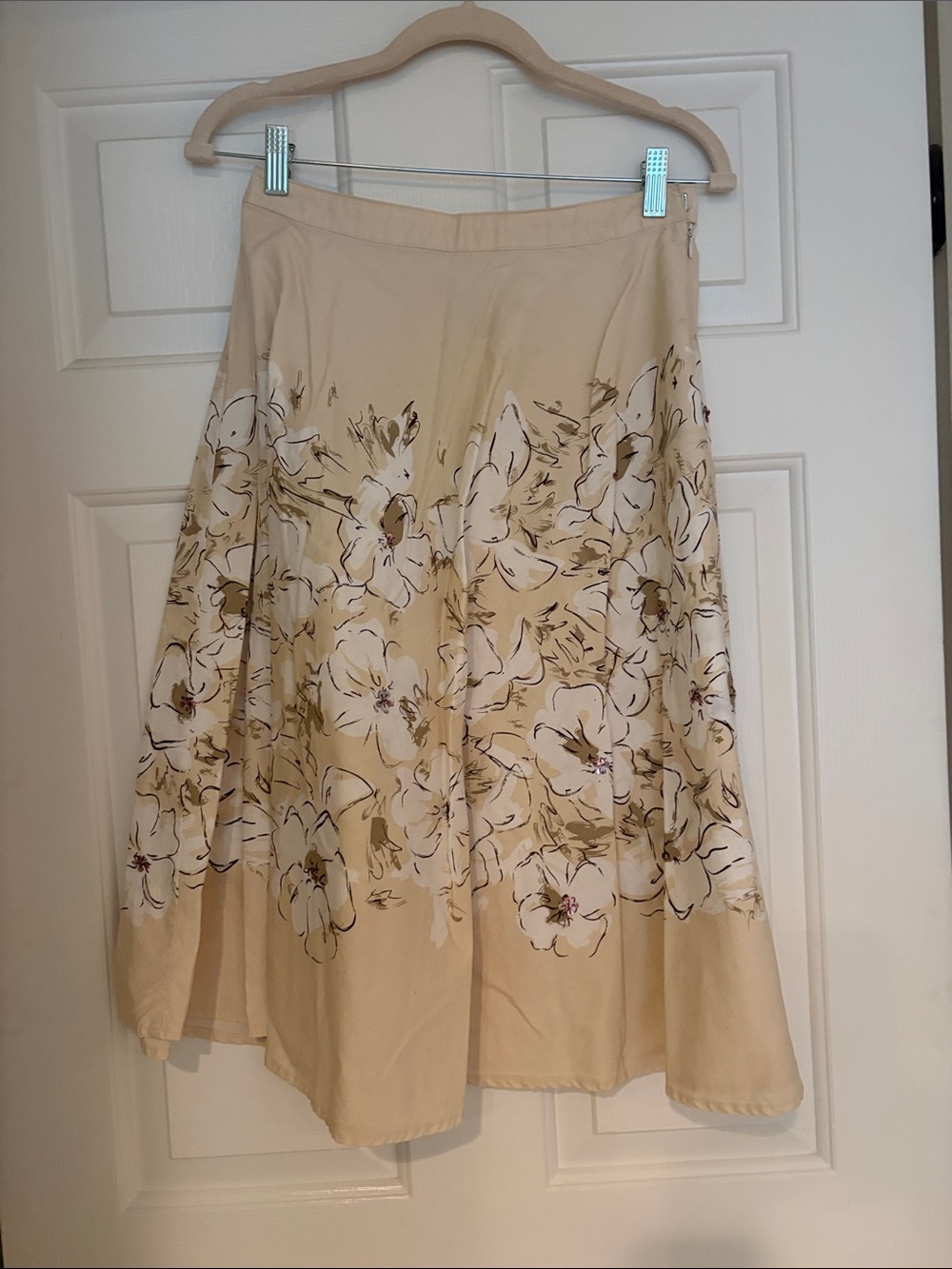 GEORGE Women's Beige Floral A-Line Cotton Skirt with Sequin Accents